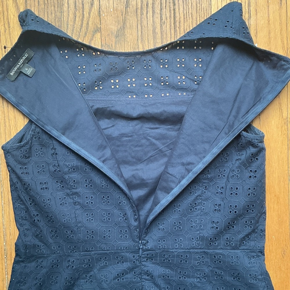 NWOT Banana Republic Midi Size 6 Dress Navy 100% Cotton Sundress Sleeveless NEW - Picture 5 of 12